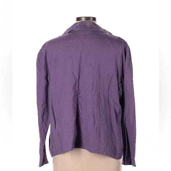 Vintage Coldwater Creek | Purple l Linen Embroidered Open Front Cardigan Size 18 - Picture 2 of 2